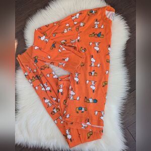 Bundle! Hanna Andersson Orange Snoopy Women's Pajama Set Top Pants S Small